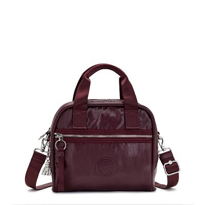 Kipling Hadya Metallic Handbags Burgundy Metal | UKKi1804O