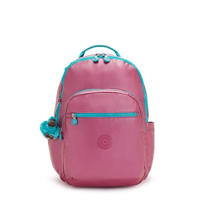 Kipling Seoul Large Laptop Backpacks Pink Metal | UKKi1329J