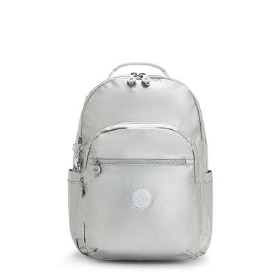 Kipling Seoul Large Metallic Backpacks Silver | UKKi1358E