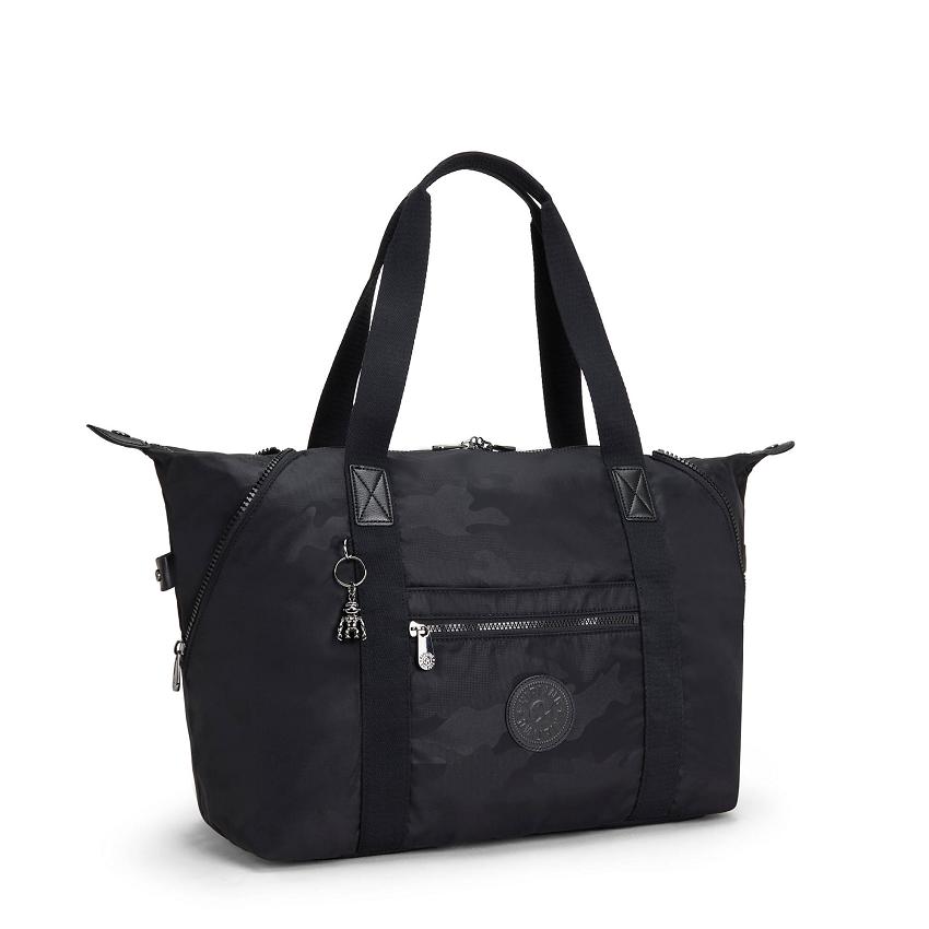 Kipling Art Medium Tote Bags Black Camo | UKKi1739J