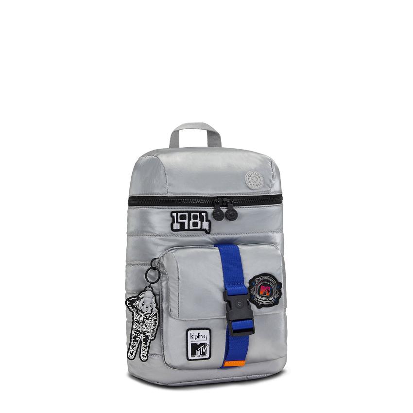 Kipling Bosko Metallic Backpacks Silver | UKKi1346Z