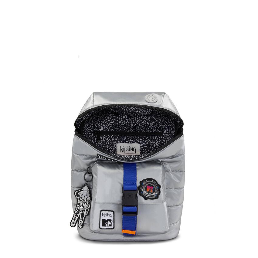 Kipling Bosko Metallic Backpacks Silver | UKKi1346Z