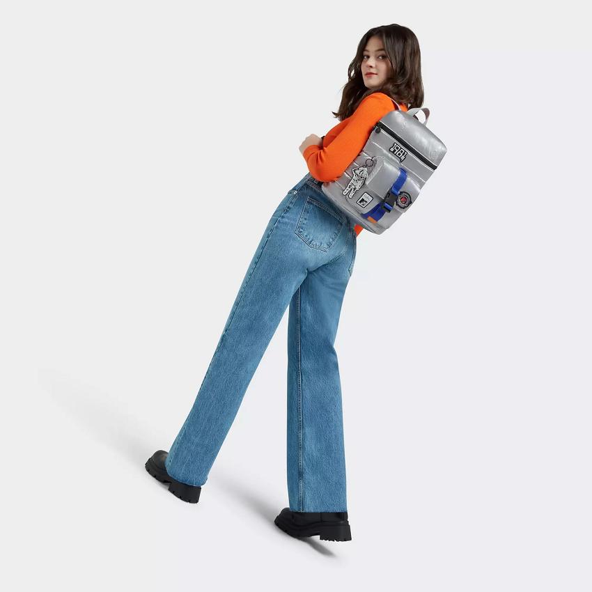 Kipling Bosko Metallic Backpacks Silver | UKKi1346Z