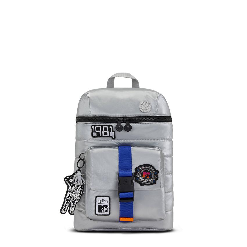 Kipling Bosko Metallic Backpacks Silver | UKKi1346Z