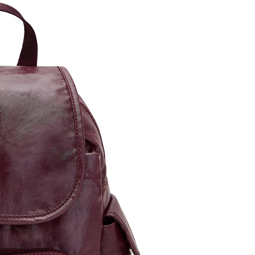 Kipling City Pack Mini Metallic Backpacks Burgundy | UKKi1347C