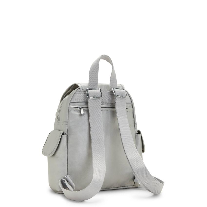 Kipling City Pack Mini Metallic Backpacks Silver | UKKi1348V