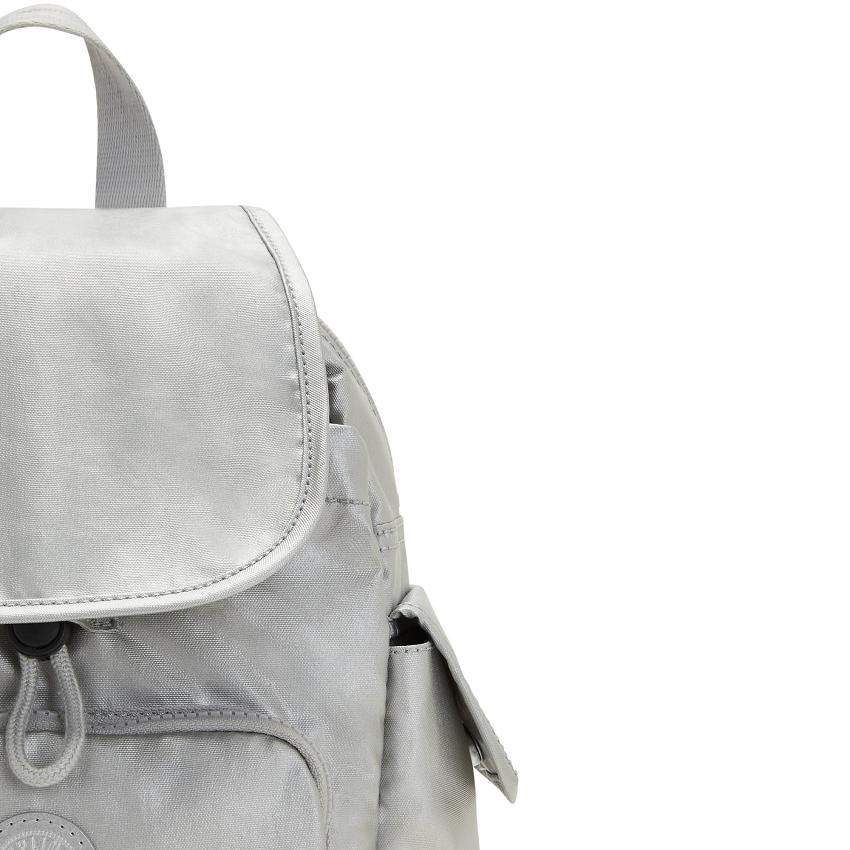 Kipling City Pack Mini Metallic Backpacks Silver | UKKi1348V