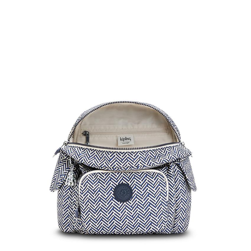 Kipling City Pack Mini Travel Backpacks Blue white | UKKi1378T