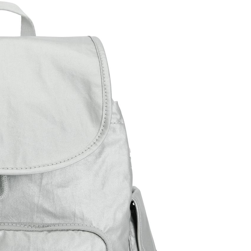 Kipling City Pack Small Metallic Backpacks Silver | UKKi1349B
