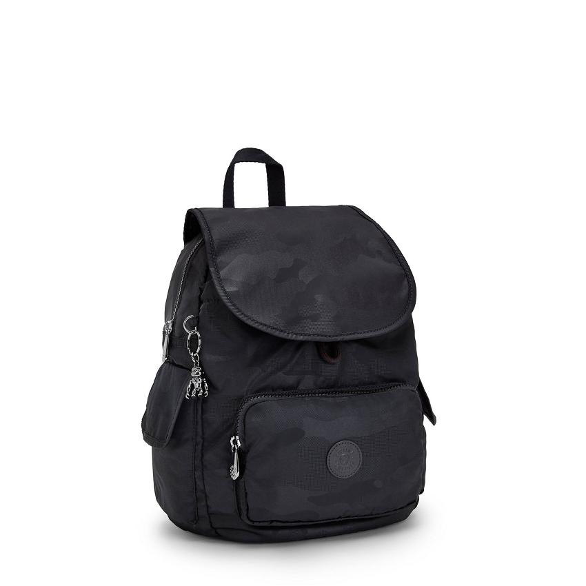 Kipling City Pack Small Travel Backpacks Black Camo | UKKi1388K