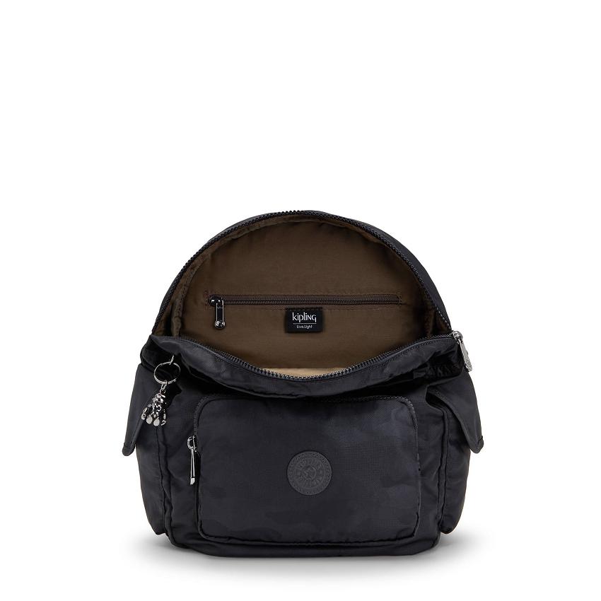 Kipling City Pack Small Travel Backpacks Black Camo | UKKi1388K