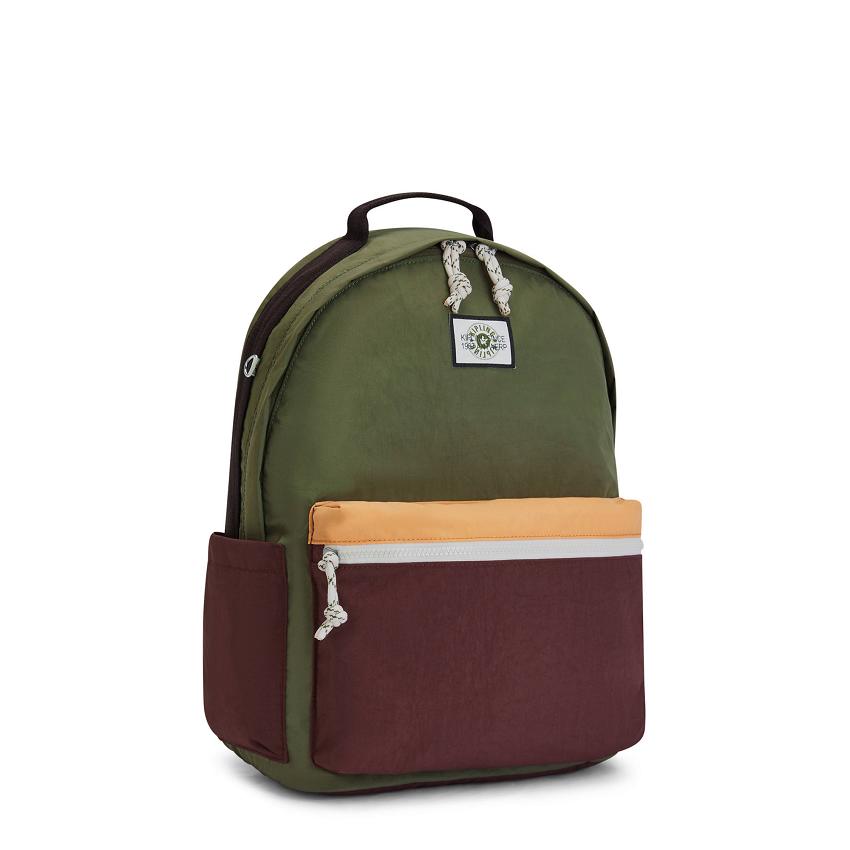 Kipling Damien Large Travel Backpacks Olive Burgundy | UKKi1416H