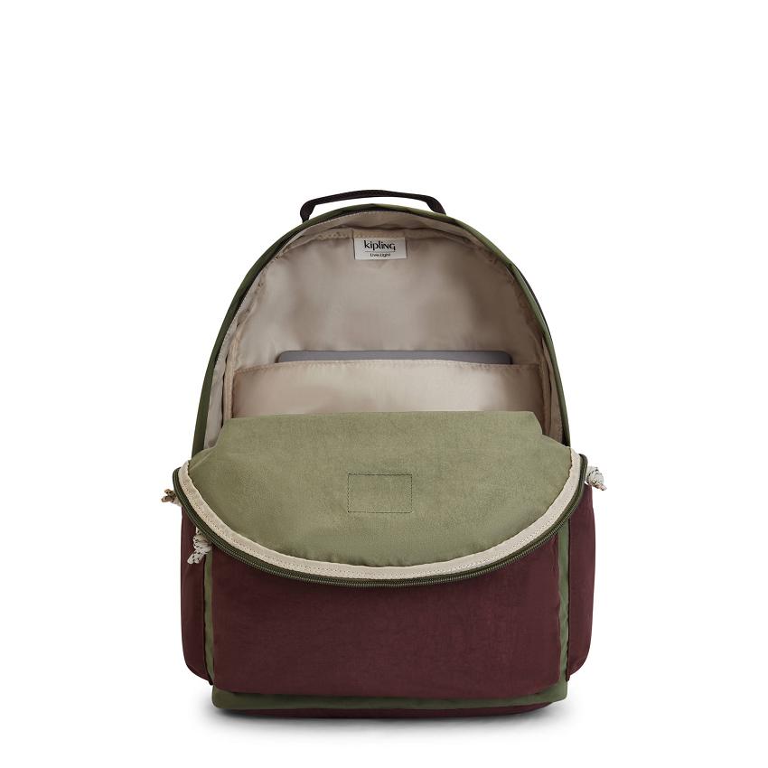 Kipling Damien Large Travel Backpacks Olive Burgundy | UKKi1416H