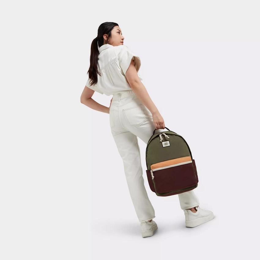 Kipling Damien Large Travel Backpacks Olive Burgundy | UKKi1416H