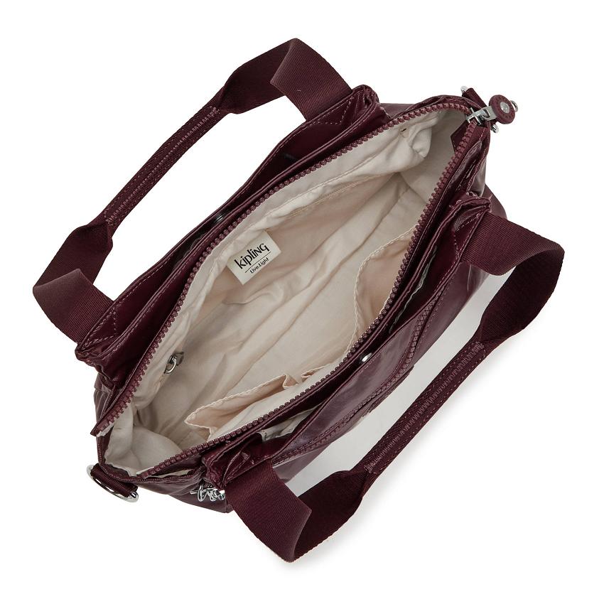 Kipling Elysia Metallic Handbags Burgundy | UKKi1802U