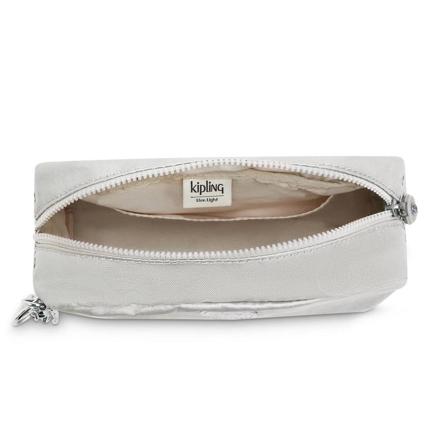 Kipling Gleam Pencil Cases Silver | UKKi2144S