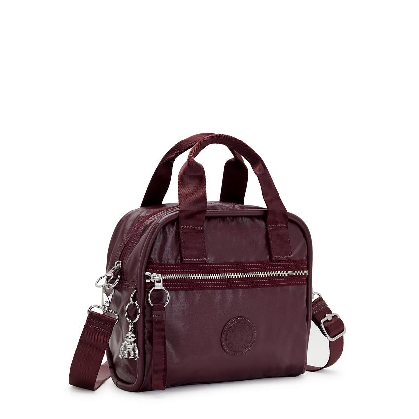 Kipling Hadya Metallic Handbags Burgundy Metal | UKKi1804O