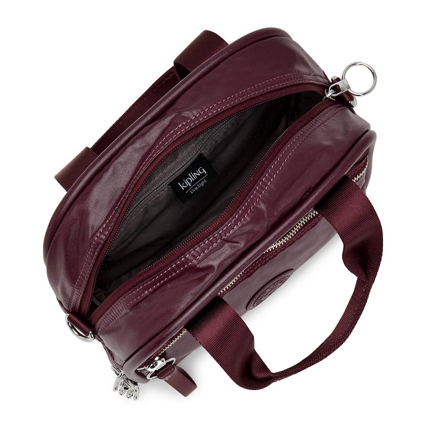 Kipling Hadya Metallic Handbags Burgundy Metal | UKKi1804O