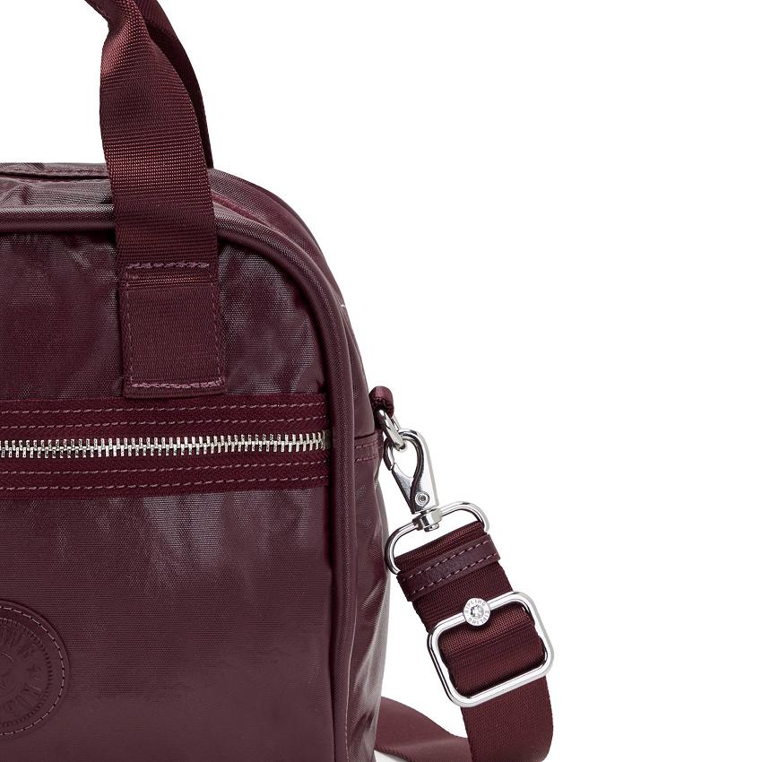 Kipling Hadya Metallic Handbags Burgundy Metal | UKKi1804O
