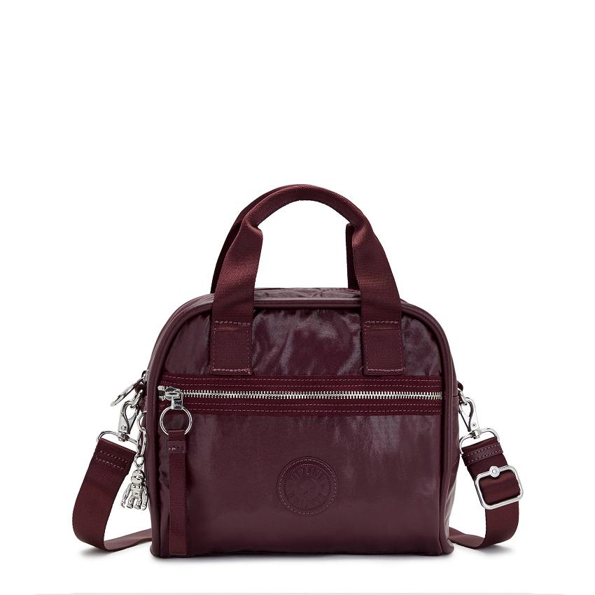Kipling Hadya Metallic Handbags Burgundy Metal | UKKi1804O