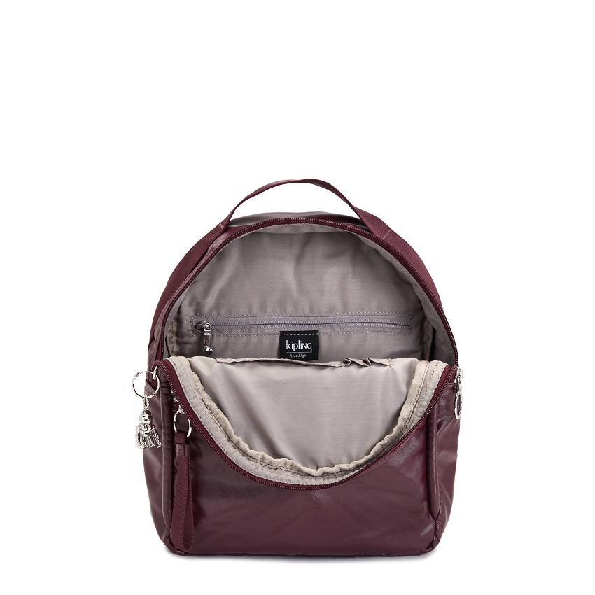 Kipling Kae Travel Backpacks Burgundy Metal | UKKi1436V