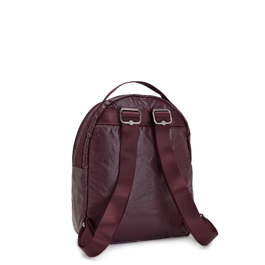 Kipling Kae Travel Backpacks Burgundy Metal | UKKi1436V