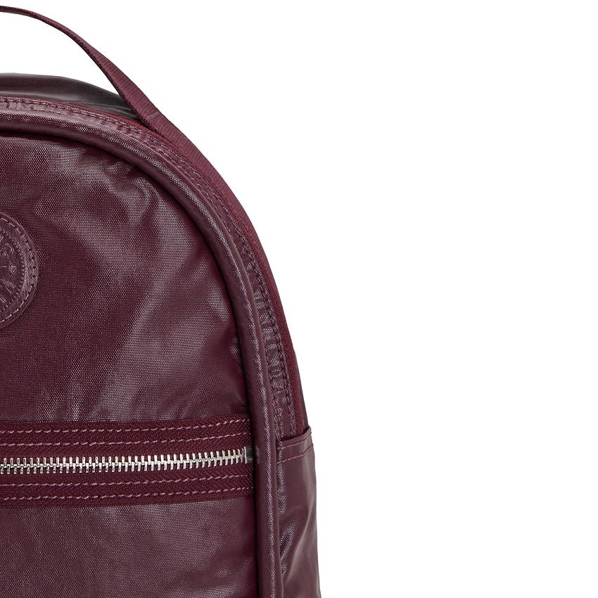 Kipling Kae Travel Backpacks Burgundy Metal | UKKi1436V