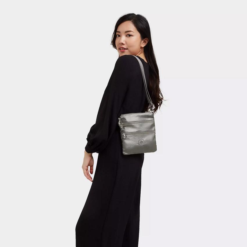 Kipling Keiko Metallic Handbags Grey Metal | UKKi1807S