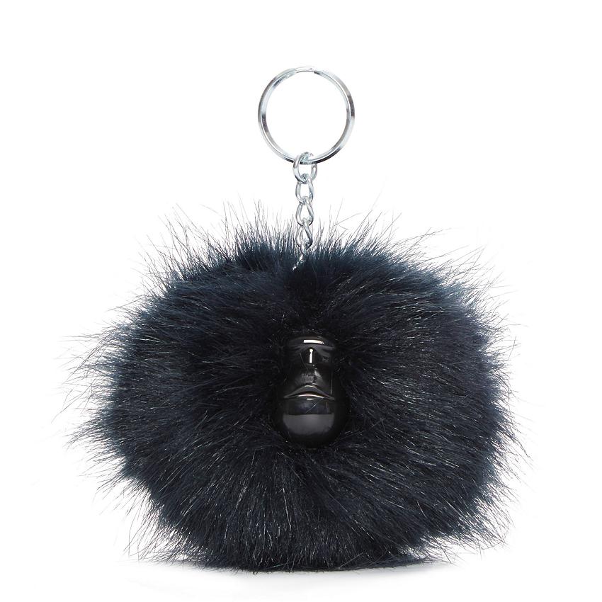 Kipling Pompom Monkey Keychains Navy | UKKi1018G