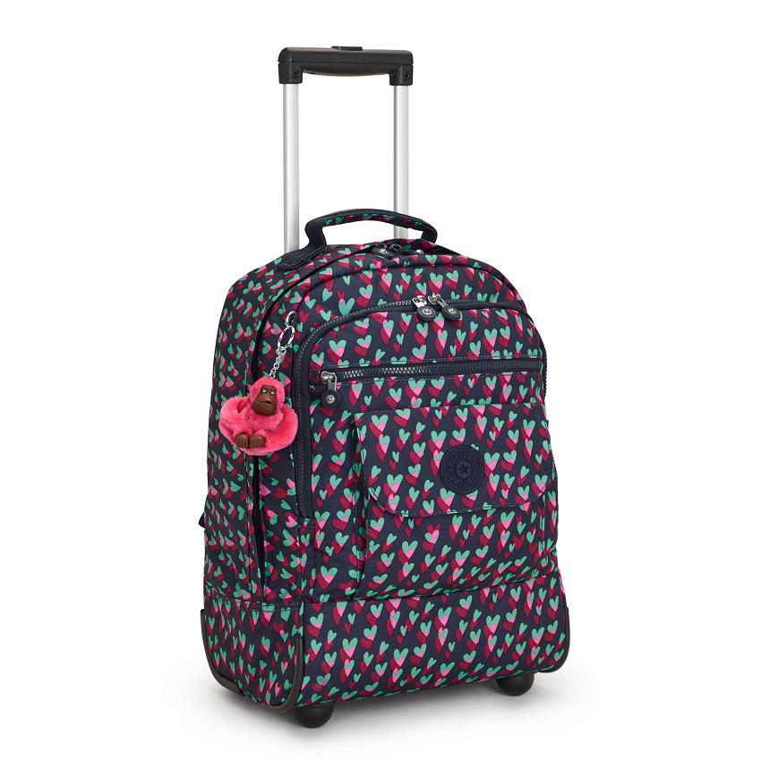 Kipling Sanaa Rolling Backpacks Black Pink | UKKi2155P
