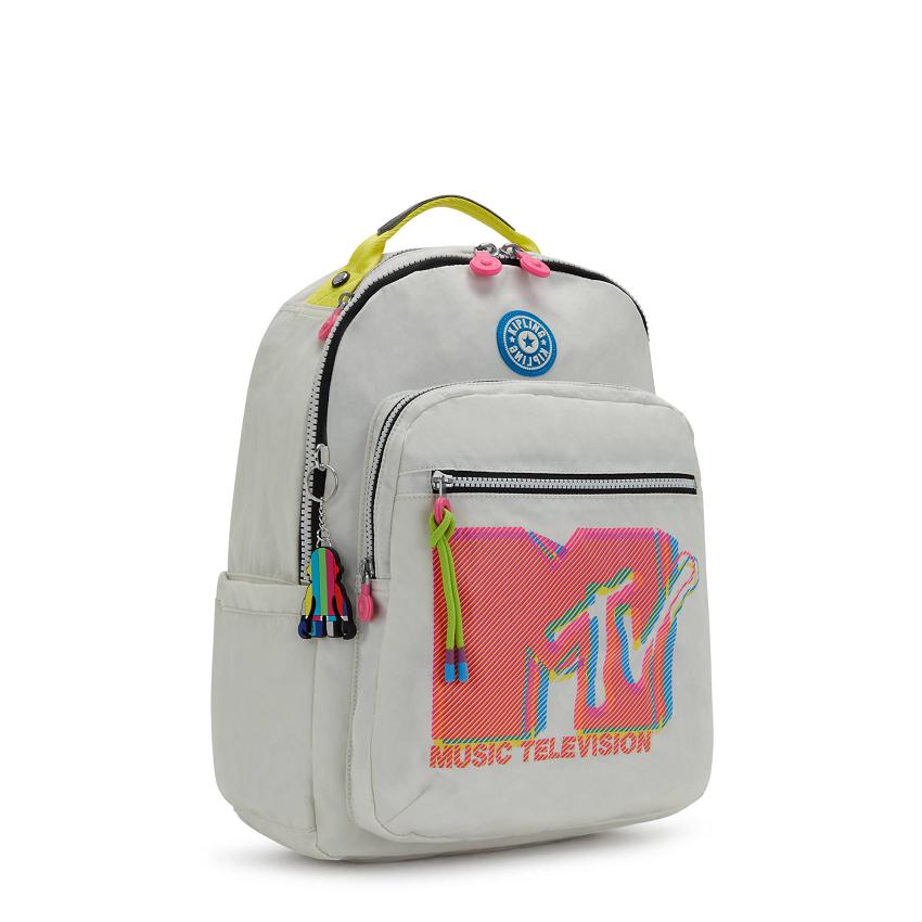 Kipling Seoul Large Laptop Backpacks Grey Pink | UKKi1334T