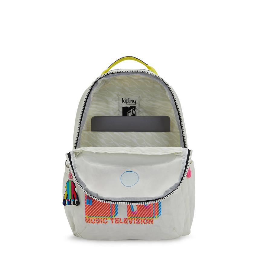 Kipling Seoul Large Laptop Backpacks Grey Pink | UKKi1334T