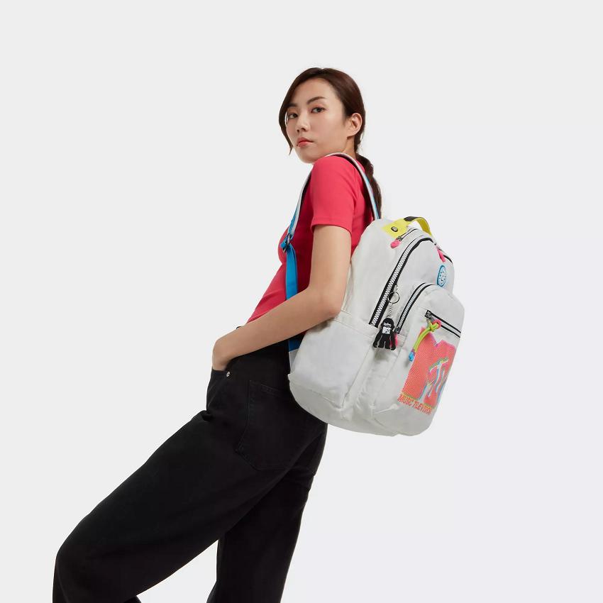 Kipling Seoul Large Laptop Backpacks Grey Pink | UKKi1334T