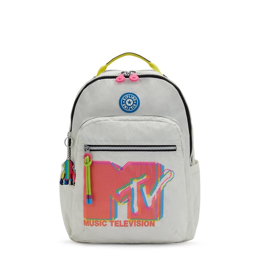 Kipling Seoul Large Laptop Backpacks Grey Pink | UKKi1334T