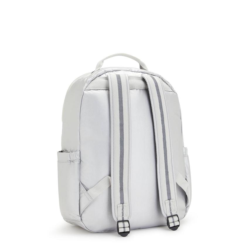 Kipling Seoul Large Metallic Backpacks Silver | UKKi1359R