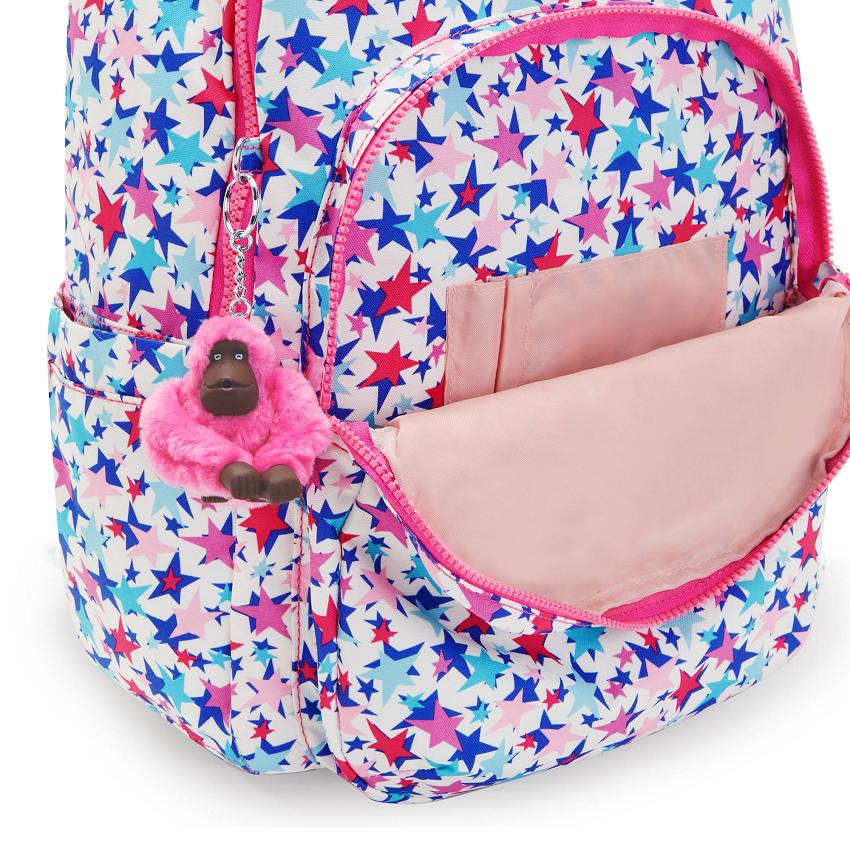 Kipling Seoul Large School Backpacks Blue Pink | UKKi2179L