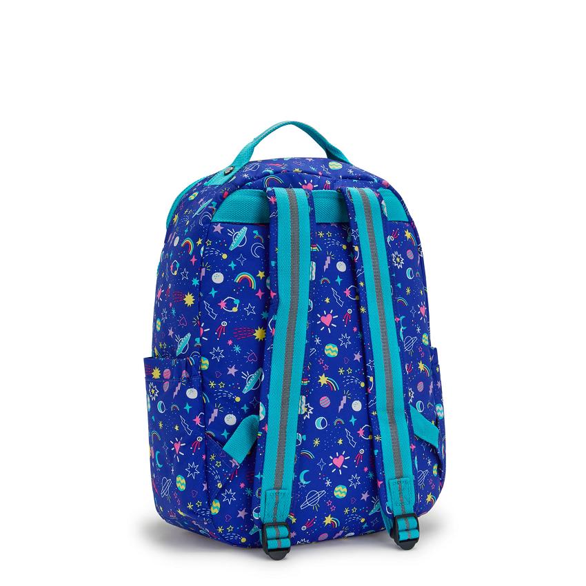 Kipling Seoul Large School Backpacks Blue | UKKi2180Z