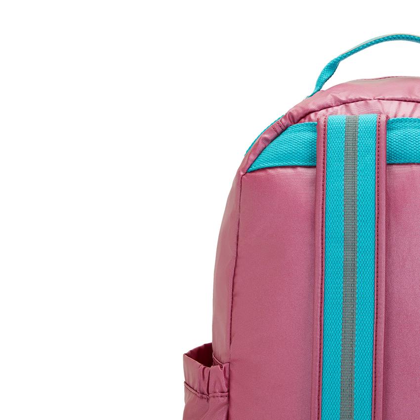 Kipling Seoul Large School Backpacks Pink Metal | UKKi2175D