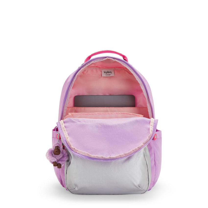 Kipling Seoul Large School Backpacks Purple | UKKi2176H