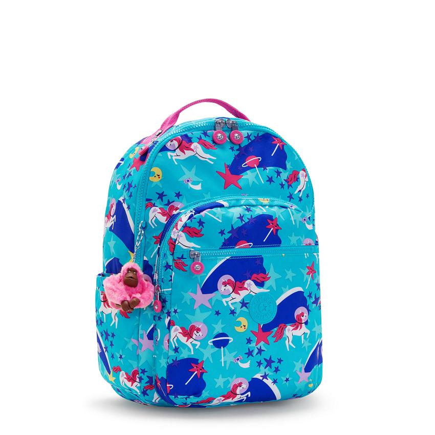 Kipling Seoul Large School Backpacks Turquoise | UKKi2172O
