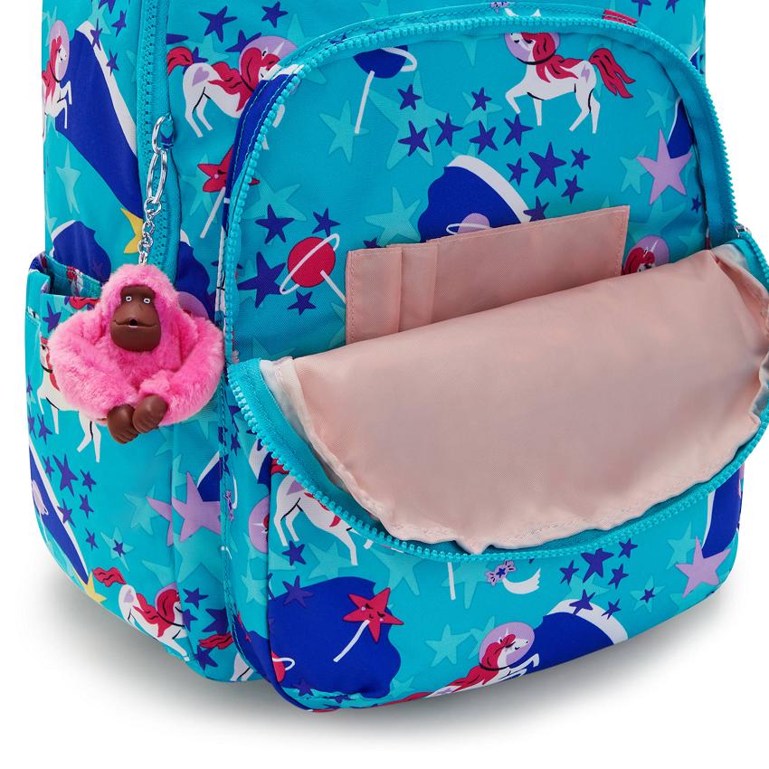 Kipling Seoul Large School Backpacks Turquoise | UKKi2172O