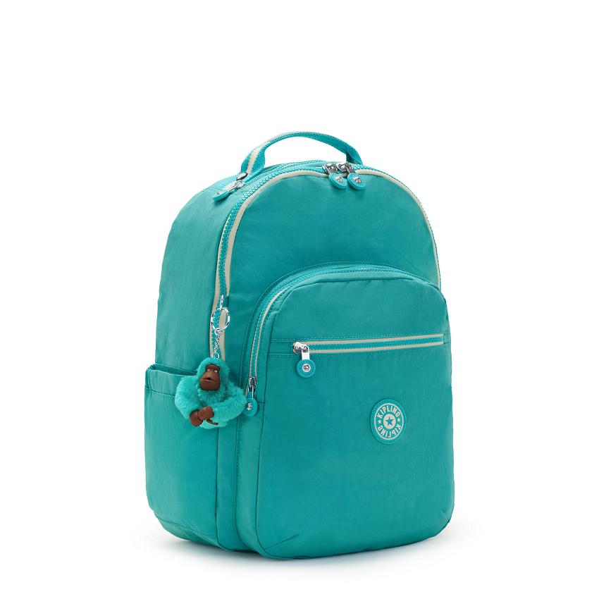 Kipling Seoul Large School Backpacks Turquoise | UKKi2183B