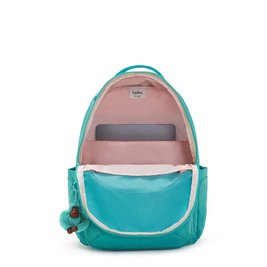 Kipling Seoul Large School Backpacks Turquoise | UKKi2183B