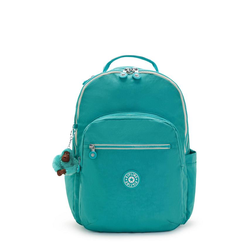 Kipling Seoul Large School Backpacks Turquoise | UKKi2183B