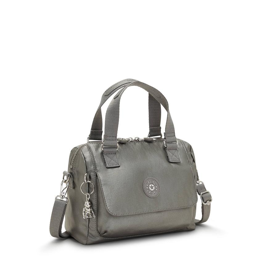 Kipling Zeva Metallic Handbags Grey Metal | UKKi1816E