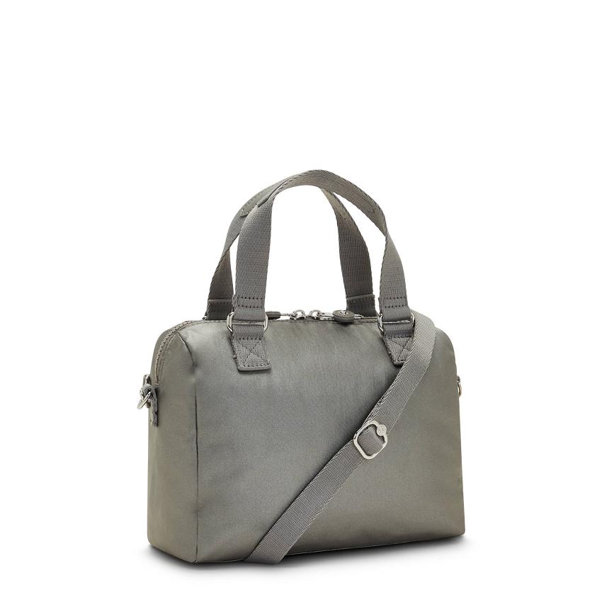 Kipling Zeva Metallic Handbags Grey Metal | UKKi1816E