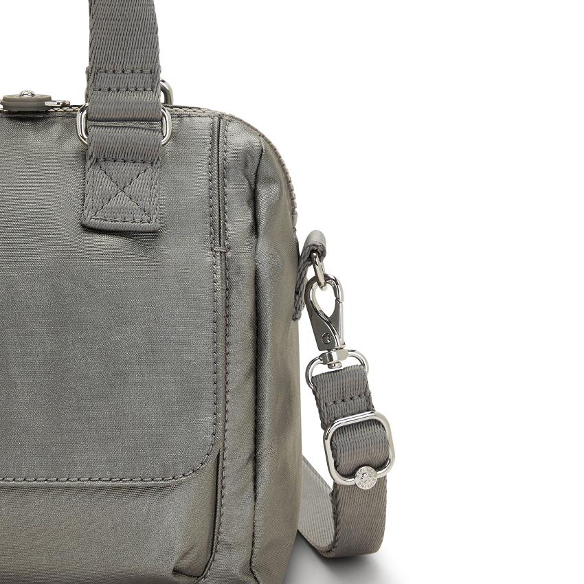 Kipling Zeva Metallic Handbags Grey Metal | UKKi1816E