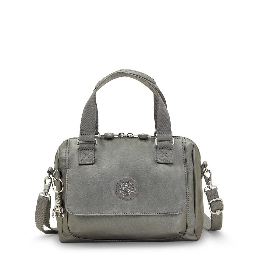 Kipling Zeva Metallic Handbags Grey Metal | UKKi1816E
